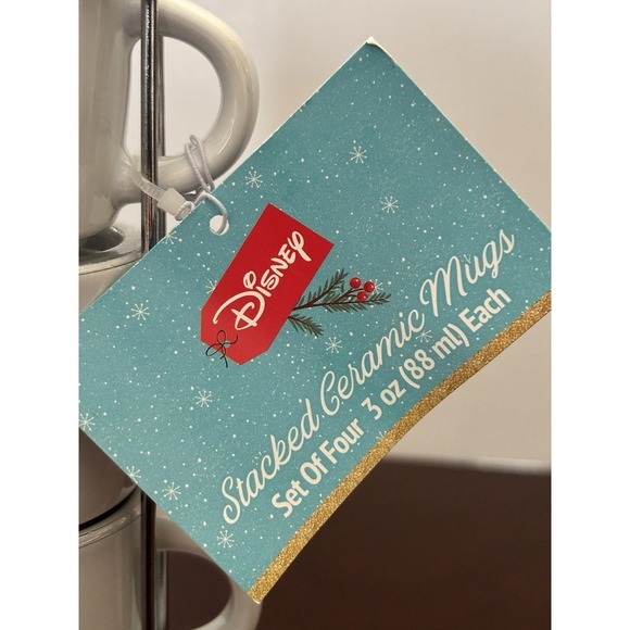 Disney Lilo & Stitch Christmas Holiday Stackable Espresso Coffee Mug Cup Set 4 - Picture 3 of 5